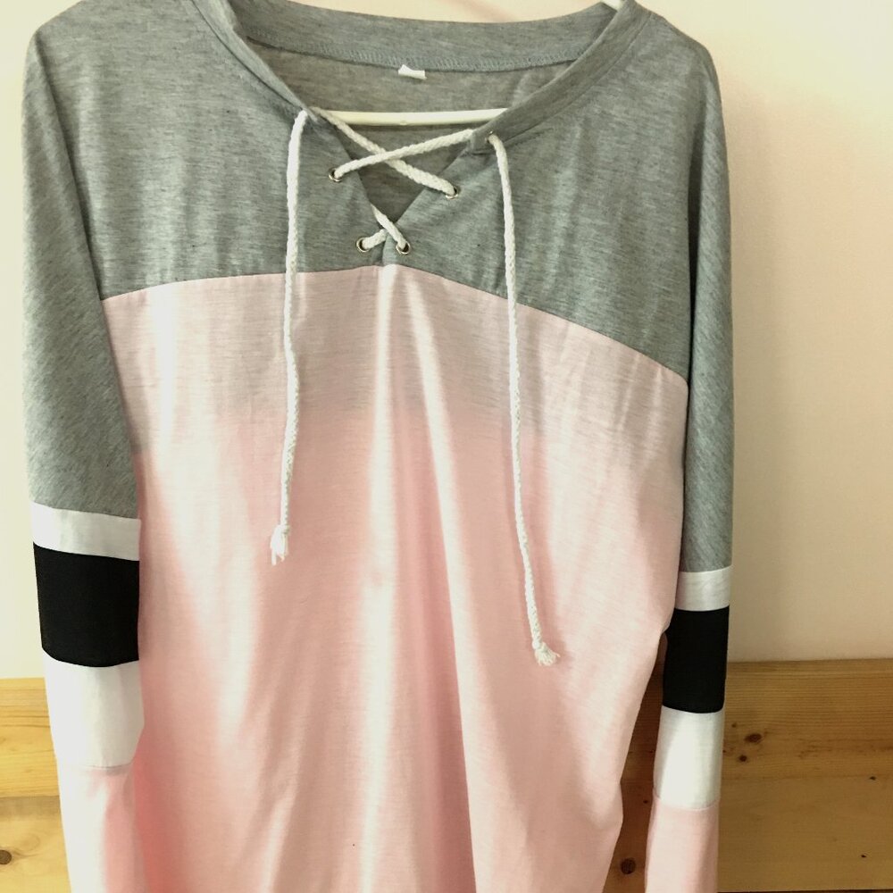 Pink & Grey Long Sleeve Tee